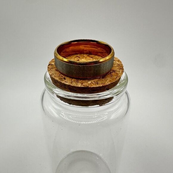 Men's size 14 yellow gold tone and brushed silver tone ring, wedding band! - Picture 10 of 11